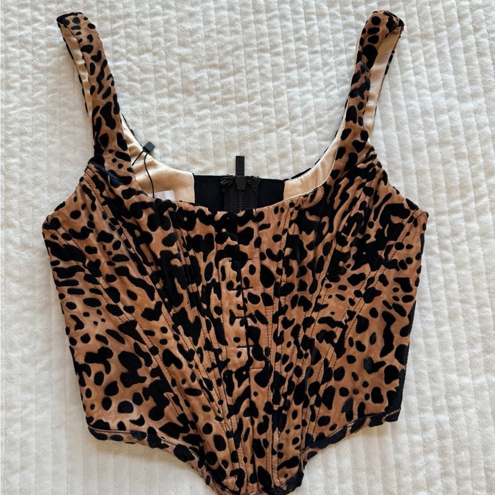 House Of CB ‘Jacqueline’ Leopard Print Devore Corset Top size XS